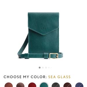 Sea Glass Green Leather Phone Crossbody with Gold Buckle